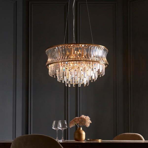 Endon 107785 - Lampadario sospeso a cavo 9x E14/6W/230V, ottone