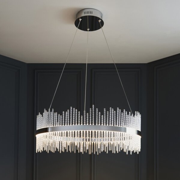 Endon 107108 - Lampadario LED a sospensione su cavo, 56W/230V, 3000K, cromo lucido