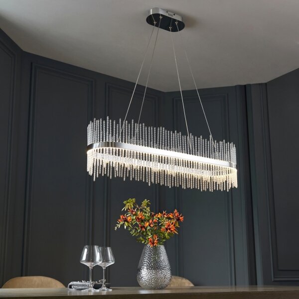 Endon 107109 - Lampadario LED a sospensione con cavo, 47W, 230V, 3000K, cromo lucido