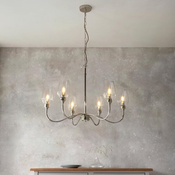 Endon 103315 - Lampadario a catena 6xE14/6W/230V cromo lucido