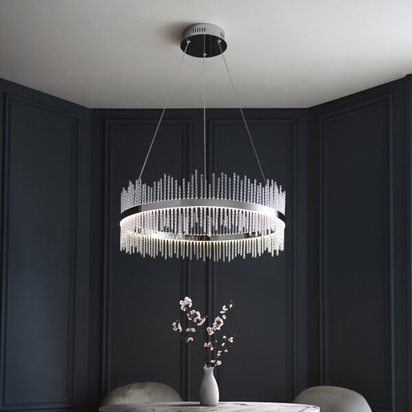 Endon 107108 - Lampadario LED a sospensione su cavo, 56W/230V, 3000K, cromo lucido