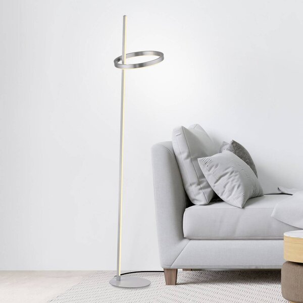 JUST LIGHT. GmbH Lampada da terra a LED Ritus, dimmerabile, Alluminio / Grigio / Zincato, Soggiorno / Sala da pranzo, Metallo, Moderno, Lampada LED da terra