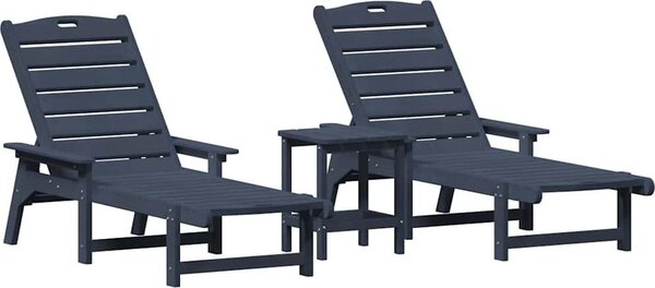 Lettino da sole 3 pcs Navy Polietilene
