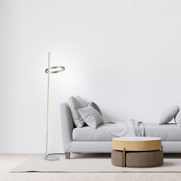JUST LIGHT. GmbH Lampada da terra a LED Ritus, dimmerabile, Alluminio / Grigio / Zincato, Soggiorno / Sala da pranzo, Metallo, Moderno, Lampada LED da terra