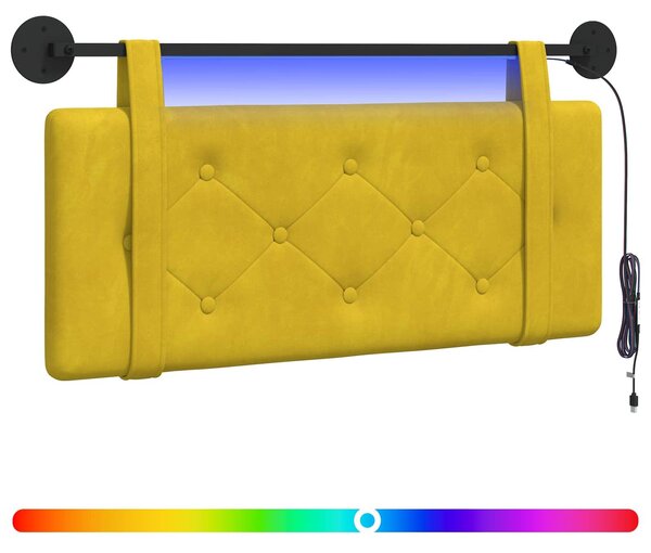 Testiera sospesa Con luce LED Giallo Velluto