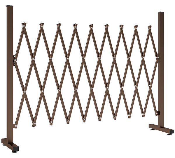 Outsunny Recinzione per Giardino a Larghezza Regolabile, in Metallo e Alluminio, 250x31x103.5 cm, Marrone | Aosom Italy
