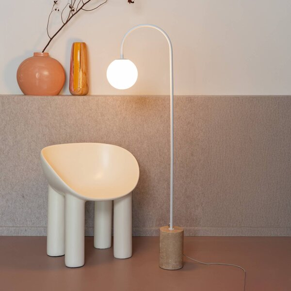 IT´S ABOUT ROMI Lampada ad arco Tivoli, Bianco / Opale, Soggiorno / Sala da pranzo, Pietra, Moderno, Lampada da terra