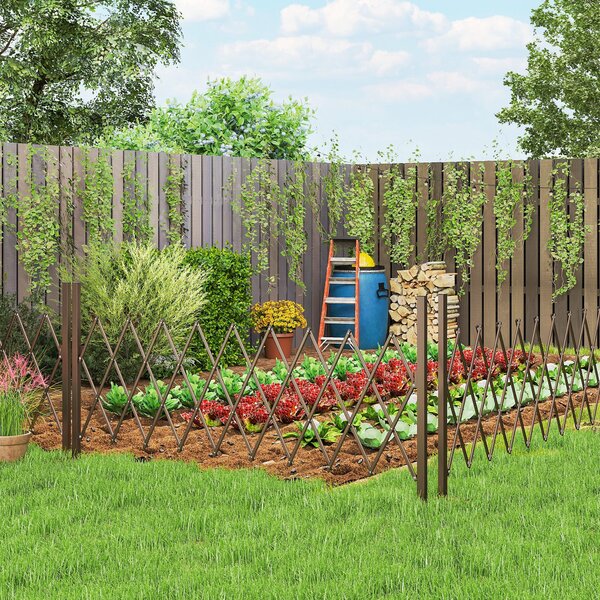 Outsunny Recinzione per Giardino a Larghezza Regolabile, in Metallo e Alluminio, 250x31x103.5 cm, Marrone | Aosom Italy
