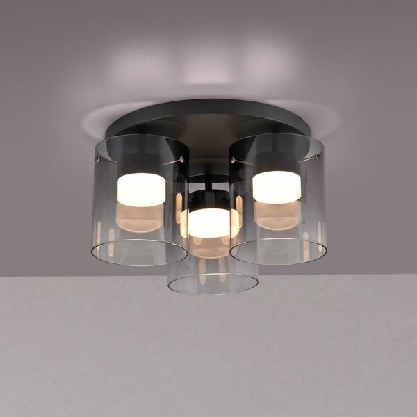 JUST LIGHT. GmbH Plafoniera a LED Elio, dimmerabile, Alluminio / Grigio / Zincato, Soggiorno / Sala da pranzo, Vetro, Moderno, Plafoniera LED