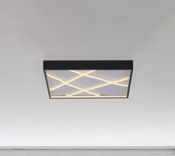 JUST LIGHT. GmbH Plafoniera a LED Mikado, dimmerabile, Nero, Soggiorno / Sala da pranzo, Metallo, Moderno, Plafoniera LED