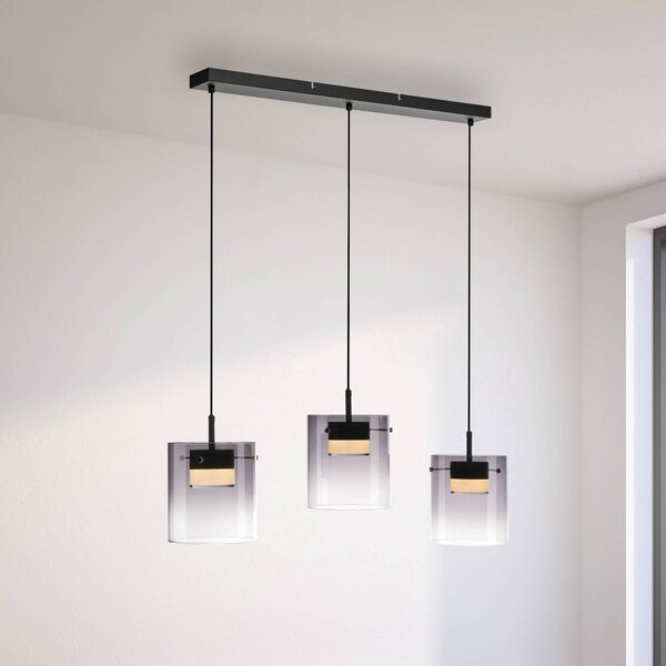 JUST LIGHT. GmbH Lampada a sospensione in vetro Elio, dimmerabile, Alluminio / Grigio / Zincato, Soggiorno / Sala da pranzo, Vetro, Moderno, Lampada a sospensione