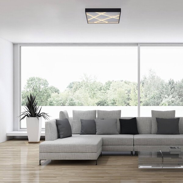 JUST LIGHT. GmbH Plafoniera a LED Mikado, dimmerabile, Nero, Soggiorno / Sala da pranzo, Metallo, Moderno, Plafoniera LED