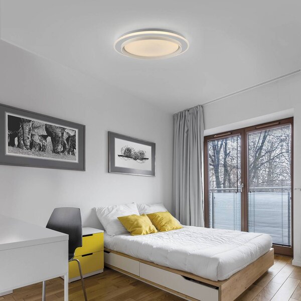JUST LIGHT. GmbH Plafoniera a LED Lago, dimmerabile, Bianco / Opale, Soggiorno / Sala da pranzo, Metallo, Moderno, Plafoniera LED