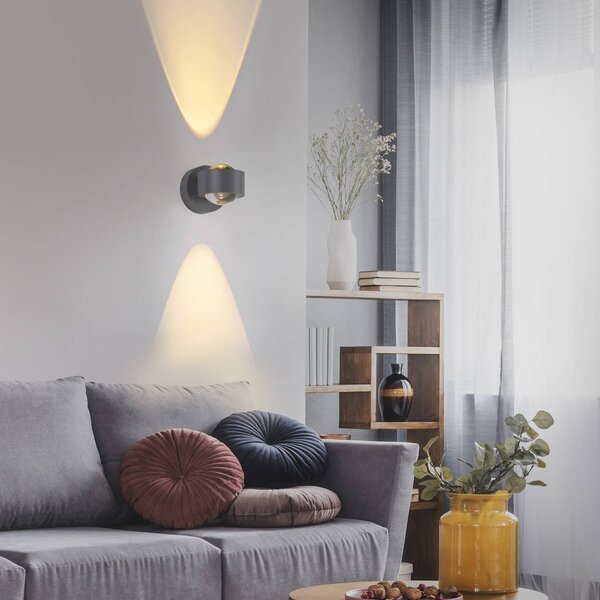 JUST LIGHT. GmbH Applique da parete a LED Chia, dimmerabile, Alluminio / Grigio / Zincato, Soggiorno / Sala da pranzo, Metallo, Moderno, Applique a LED