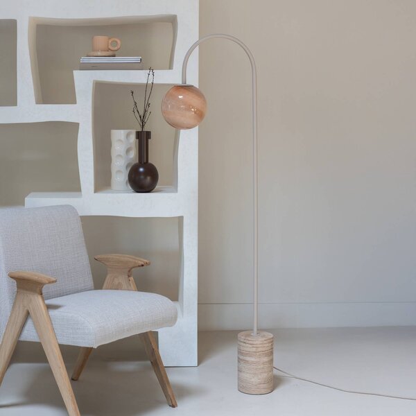 IT´S ABOUT ROMI Lampada ad arco Tivoli, Crema / Ambra, Soggiorno / Sala da pranzo, Pietra, Moderno, Lampada da terra