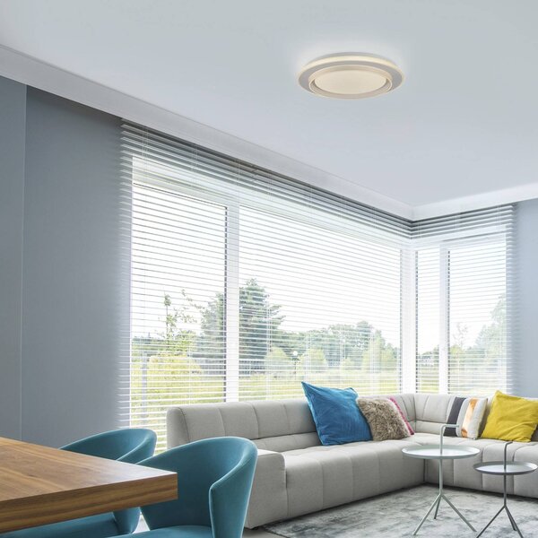 JUST LIGHT. GmbH Plafoniera a LED Lago, dimmerabile, Bianco / Opale, Soggiorno / Sala da pranzo, Metallo, Moderno, Plafoniera LED