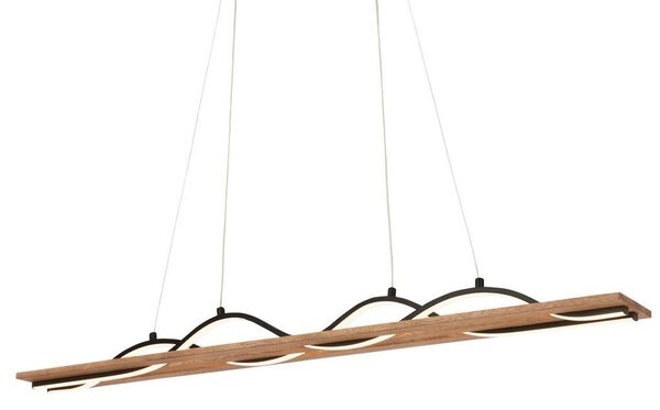 Lampada a sospensione LED Lampada a sospensione ondulata Sala da pranzo Cucina Bianco caldo Legno