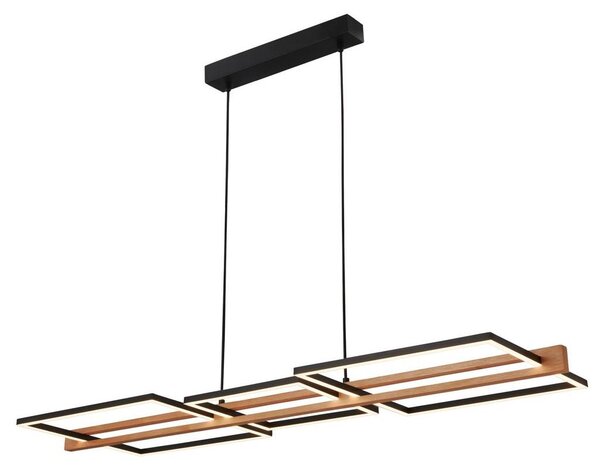 Briloner Moldura Lampada a sospensione LED, decorazione in legno, dimmerabile, bianco caldo, nero