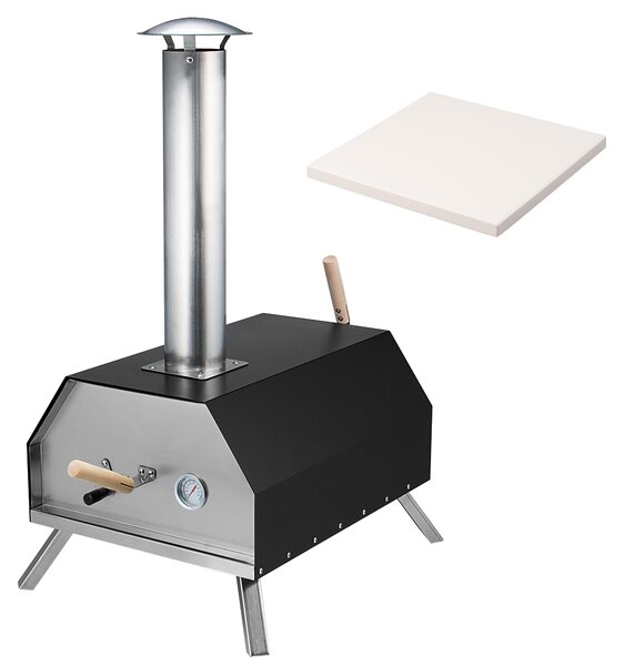 Forno per pizza Bremermann con pietra refrattaria 30x2x30 cm / per bricchette, carbone, pellet