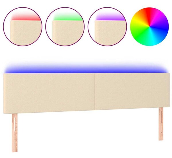 Testiera a LED Crema 160x5x78/88 cm in Tessuto