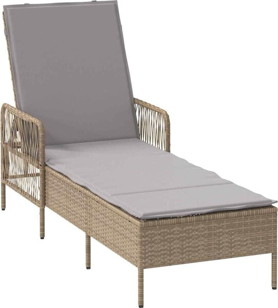 Lettino da sole Beige e Grigio Chiaro 200 x 55 x 92 cm