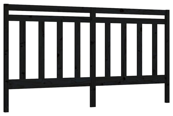 Testiera per Letto Nera 206x4x100 cm in Legno Massello di Pino