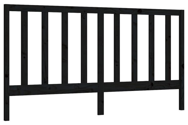 Testiera per Letto Nera 206x4x100 cm in Legno Massello di Pino