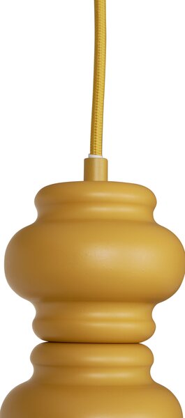 Lampada a sospensione retrò giallo senape con vetro opaco 3 luci - Fedde
