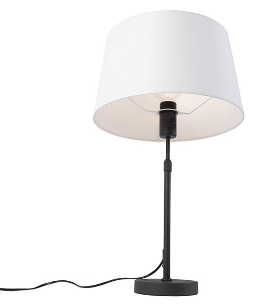 Lampada da tavolo nera con paralume in lino bianco 35 cm regolabile - Parte