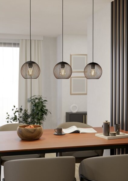Eglo 901869 - Lampadario a cavo ALMANZORA 3xE27/60W/230V nero