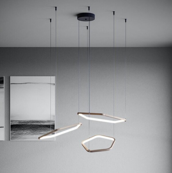 Eglo 390505 - Lampadario LED dimmerabile sospeso a cavo ESTRELLA LED/50W/230V ottone + telecomando