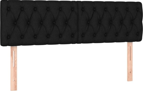 Testiera Nera 144x7x78/88 cm in Tessuto