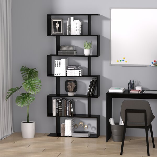 HOMCOM libreria in Legno, Scaffale a Ripiani, Mobile Guardaroba Contemporaneo Decorativo Autoportante a 6 Livelli, Nero 80 × 23 × 192cm|Aosom