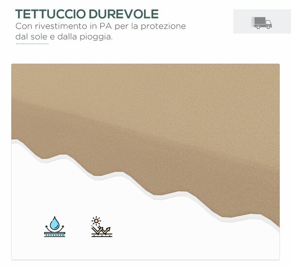 Outsunny Ombrellone a Sbalzo con Doppio Tetto, Apertura a Manovella e Base a Croce, 2.5x2.5m, Cachi