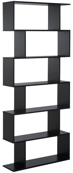 HOMCOM libreria in Legno, Scaffale a Ripiani, Mobile Guardaroba Contemporaneo Decorativo Autoportante a 6 Livelli, Nero 80 × 23 × 192cm|Aosom