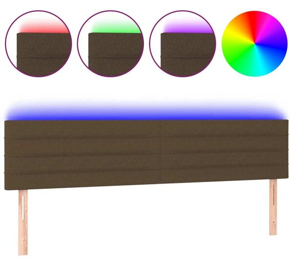 Testiera a LED Marrone Scuro 180x5x78/88 cm in Tessuto