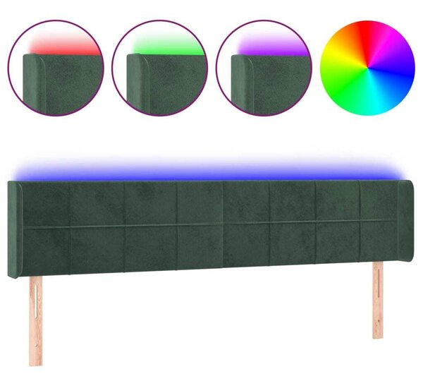Testiera a LED Verde Scuro 163x16x78/88 cm in Velluto