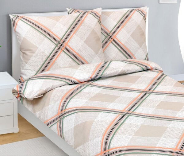 Set di lenzuola in cotone satinato - 140x220 cm, 70x90 - colore beige, arancione