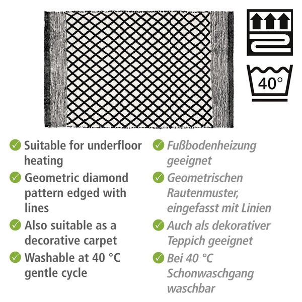 Tappetino per il bagno bianco e nero in plastica riciclata 50x80 cm Tara – Wenko