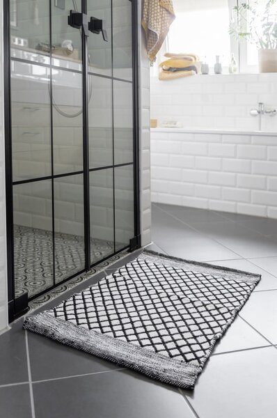 Tappetino per il bagno bianco e nero in plastica riciclata 50x80 cm Tara – Wenko