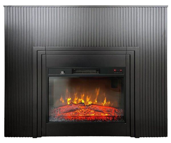 ElectricSun camini elettrici con listelli LAMELIA nero opaco, con effetto sonoro, 3 colori, con l’app, L120xH102cm
