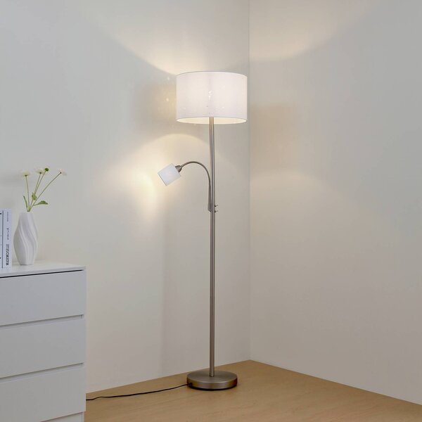 Lampada da terra Jaileen Lindby, Bianco / Opale, Soggiorno / Sala da pranzo, Metallo, Moderno, Lampada da terra