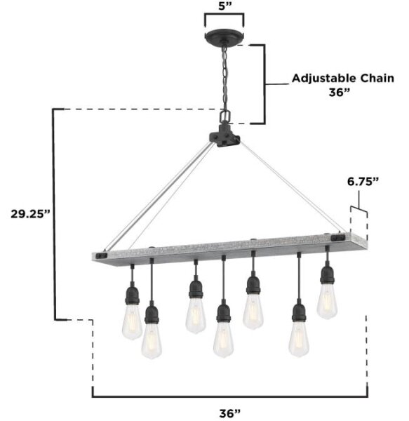 Westinghouse 6116440 - Lampadario a catena ASHWOOD 7xE27/60W/230V