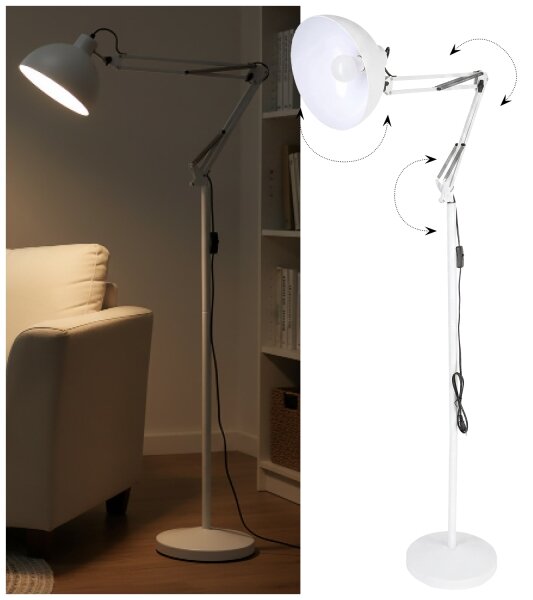 Brilagi - Lampada da terra flessibile TASKER 1xE27/60W/230V 157 cm bianca