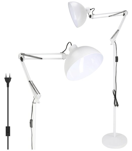 Brilagi - Lampada da terra flessibile TASKER 1xE27/60W/230V 157 cm bianca