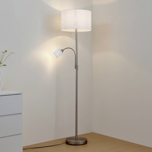 Lampada da terra Jaileen Lindby, Bianco / Opale, Soggiorno / Sala da pranzo, Metallo, Moderno, Lampada da terra
