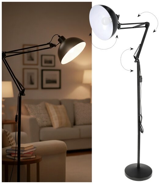 Brilagi - Lampada da terra flessibile TASKER 1xE27/60W/230V 157 cm nera