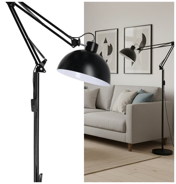Brilagi - Lampada da terra flessibile TASKER 1xE27/60W/230V 157 cm nera