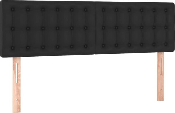Testiera Nera 144x5x78/88 cm in Pelle finta