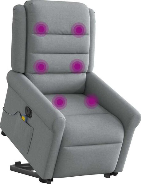 Poltrona Alzapersona Massaggi Elettrica Grigio Chiaro Tessuto